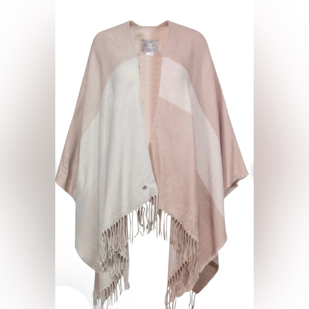 Soia & Kyo - Light Pink & Cream Colorblocked Open Poncho
